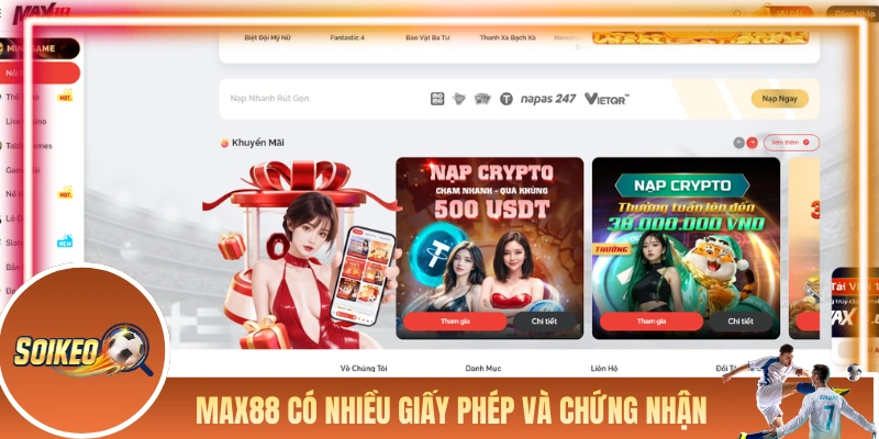 MAX88 - Thông Tin Mới 2026 Và Review Theo Trải Nghiệm Thực MAX88 có nhiều giấy phép và chứng nhận giá trị